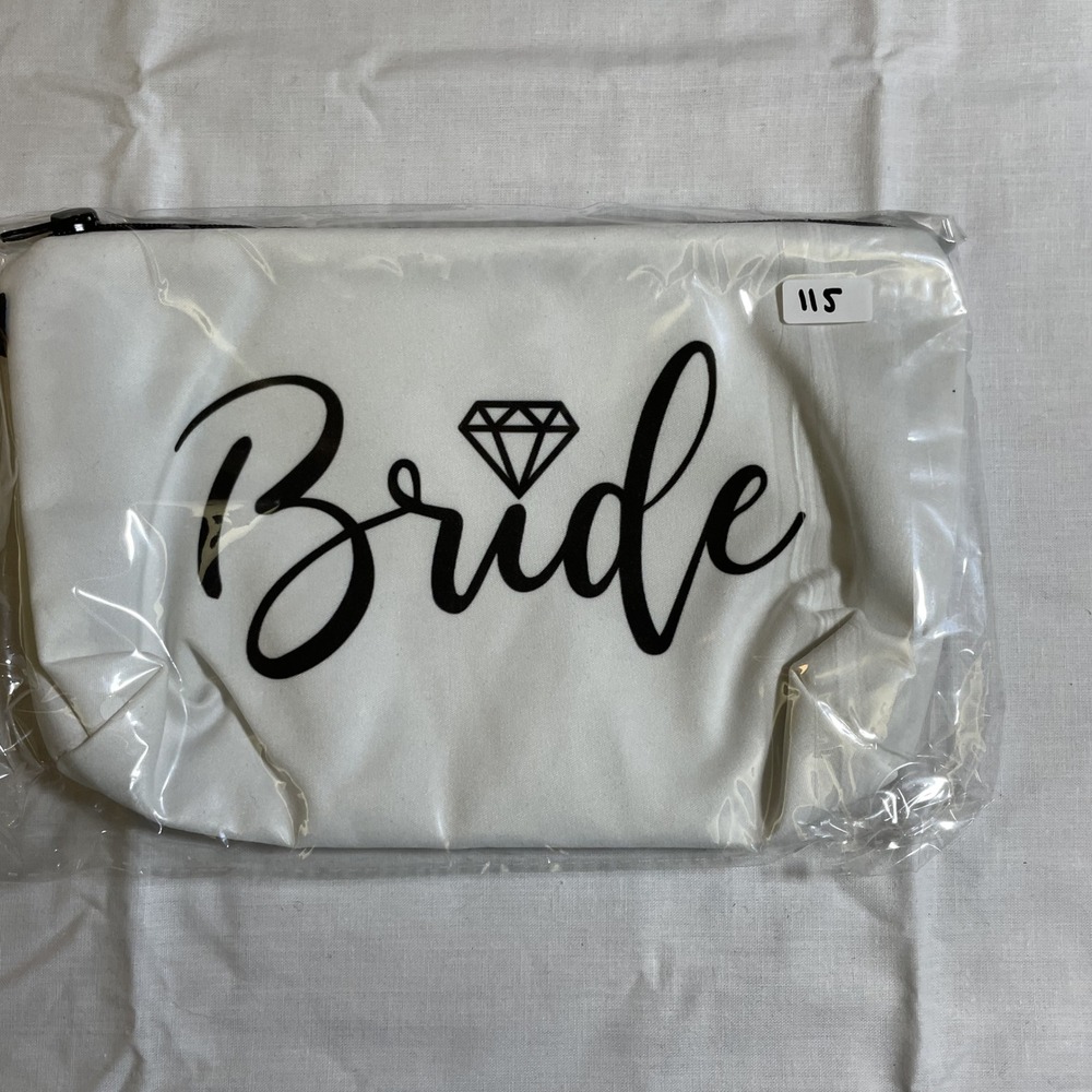 The Pouch Bride Makeup Bag Womens OS White NWT Canvas Diamond Graphic Wedding